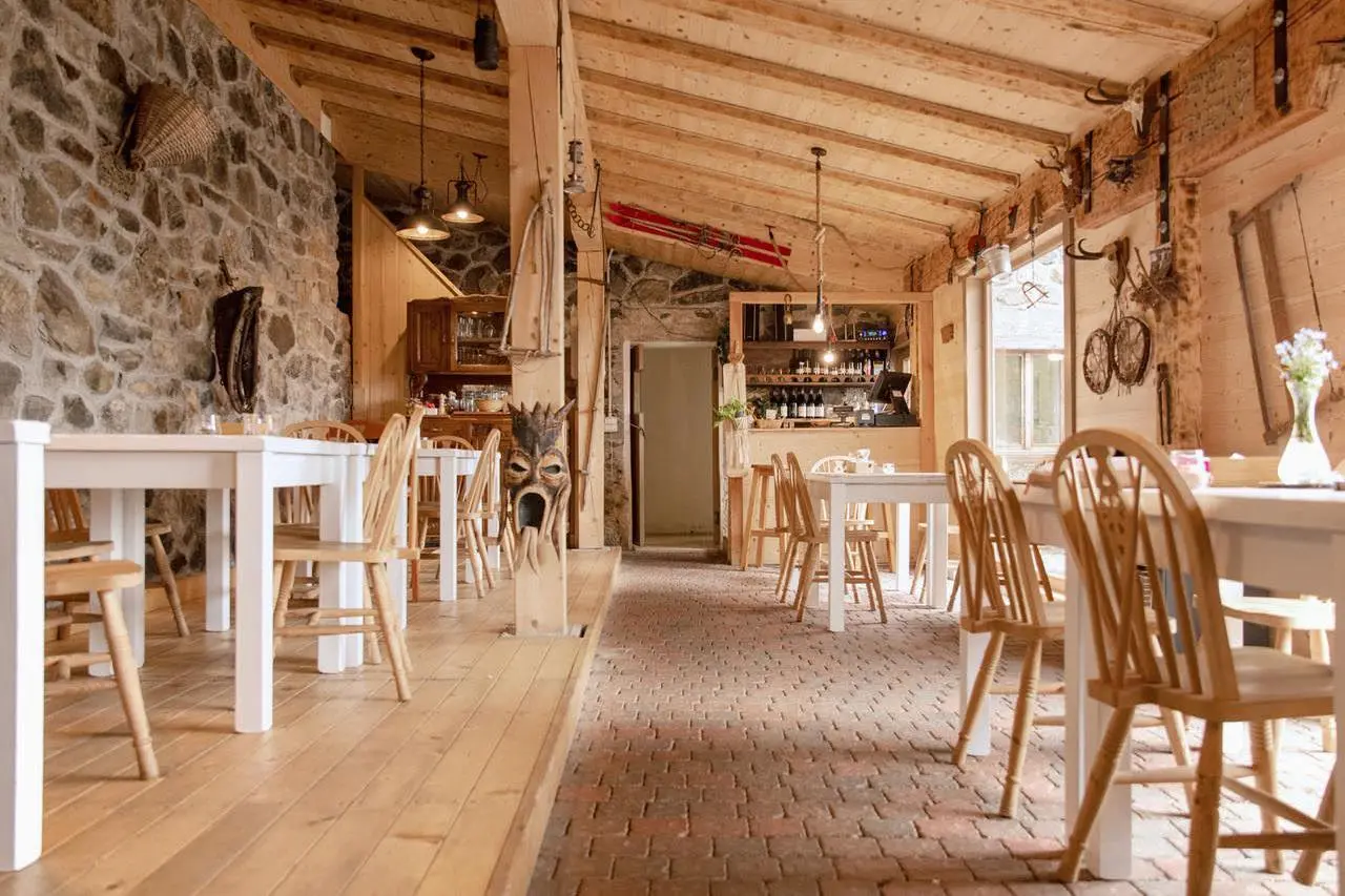 Rustic interior of the malga